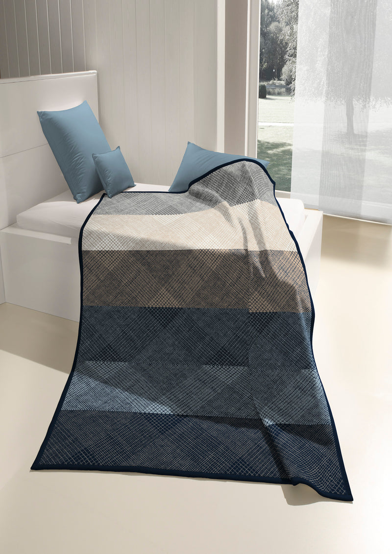 Cotton Rich Cross Hatch Blue Throw 140x180
