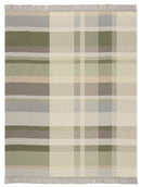 Cotton Rich Green Check Panel Throw - 140x180