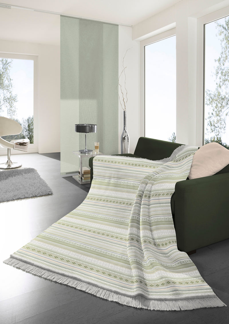 Cotton Rich Kian Green Stripe Throw - 140x180