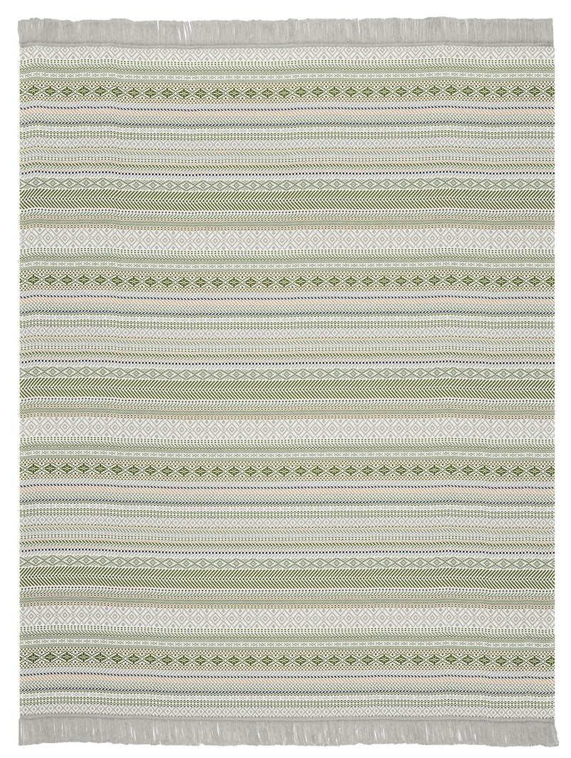 Cotton Rich Kian Green Stripe Throw - 140x180