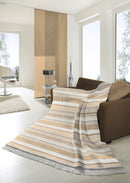 Cotton Rich Throw 140 x 180cm - Neptune Stripe Natural