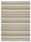 Cotton Rich Throw 140 x 180cm - Neptune Stripe Natural