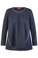 Sweatshirt with Zip Detail - Navy