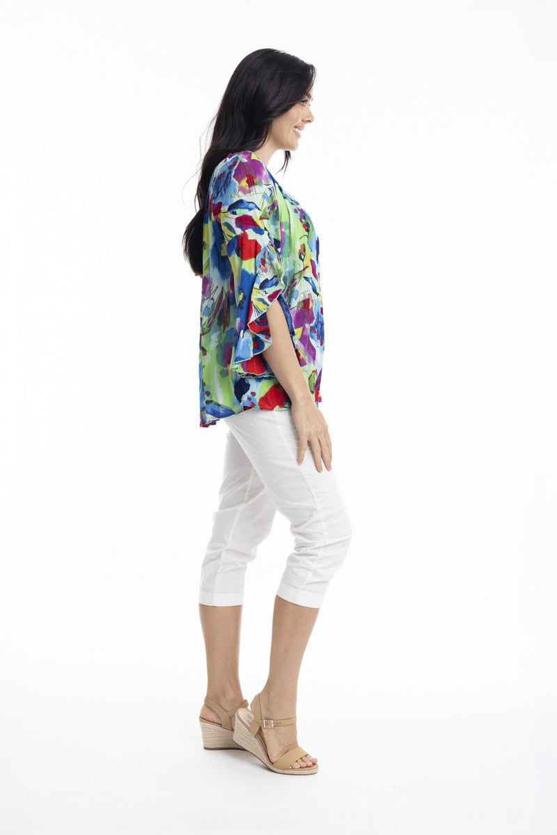 FLARED SLEEVE TOP - Multi-coloured