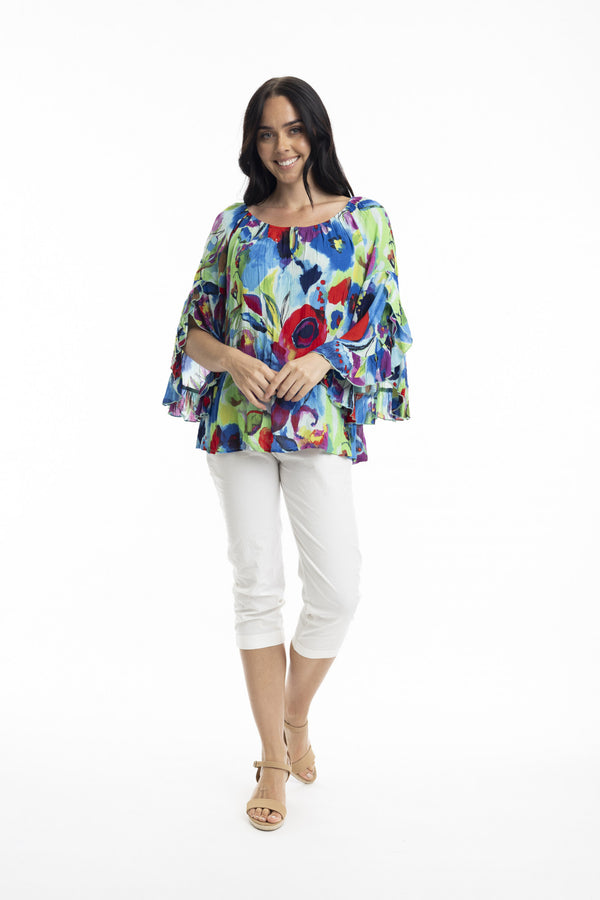 FLARED SLEEVE TOP - Multi-coloured