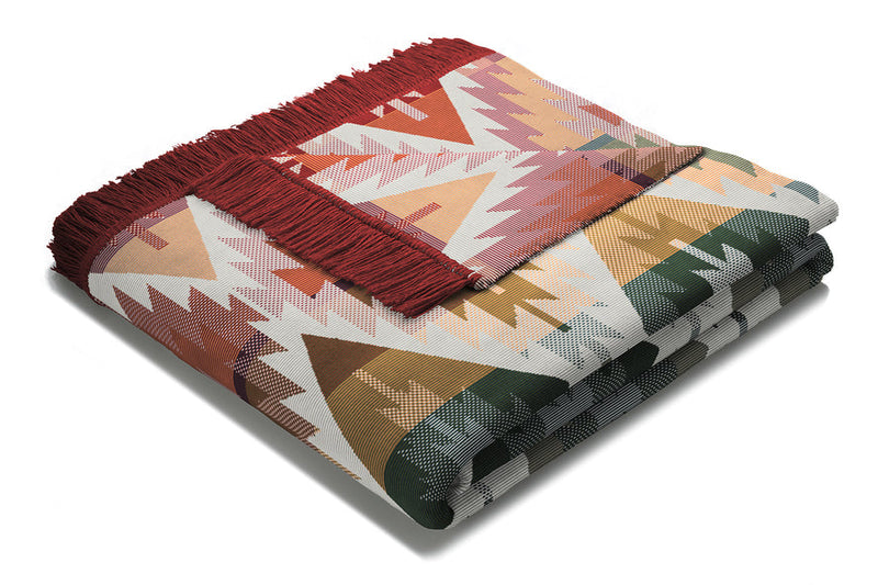 Cotton Rich Ikat Diamond Throw 140 X 180CM - Bordeaux