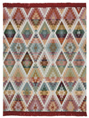 Cotton Rich Ikat Diamond Throw 140 X 180CM - Bordeaux