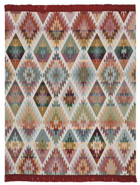 Cotton Rich Ikat Diamond Throw 140 X 180CM - Bordeaux