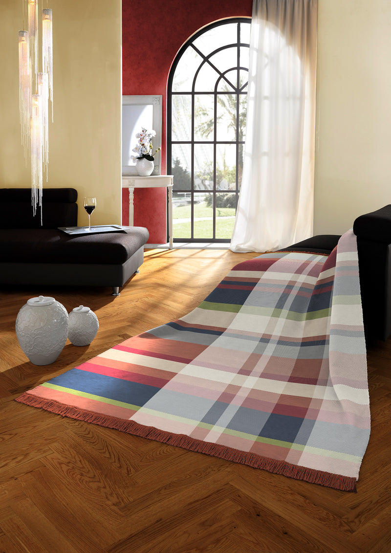 Cotton Rich Panel Check Throw 140 X 180CM - Bordeaux