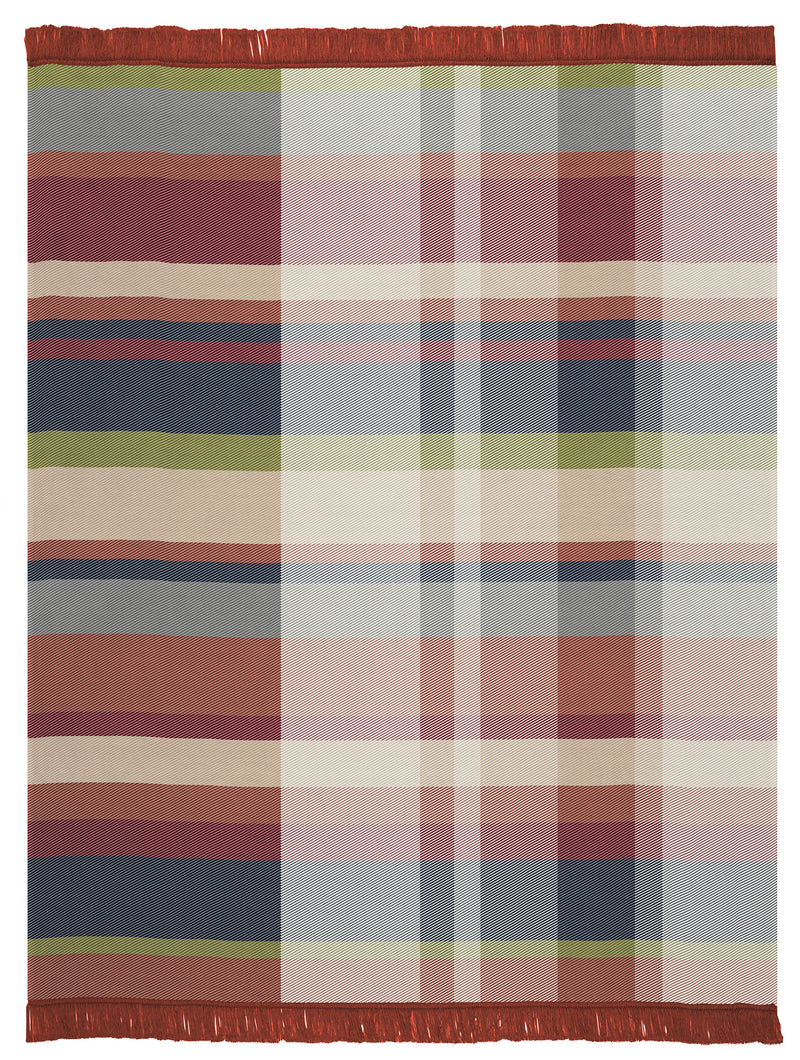 Cotton Rich Panel Check Throw 140 X 180CM - Bordeaux