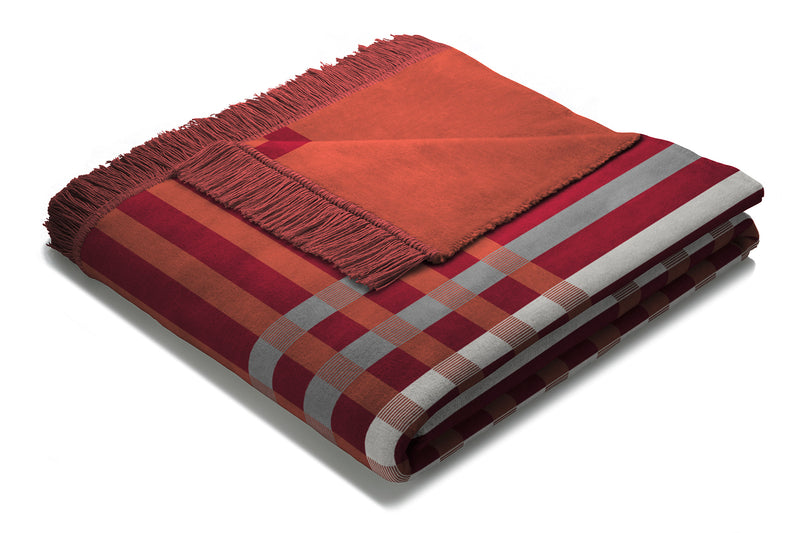 Cotton Rich Border Check Throw 140 X 180CM - Bordeaux