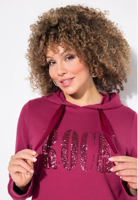 ROCK SEQUINED HOODY - Mahogany