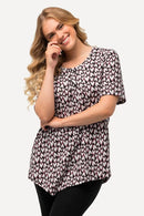HEART PRINT HEM TEE - Black