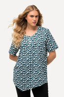 HEART PRINT HEM TEE - Navy