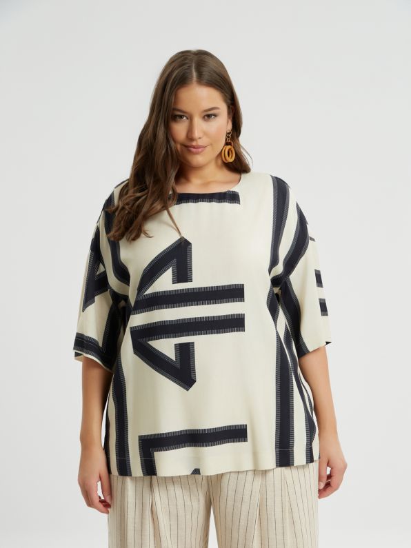STRIPE TUNIC - Beige/black