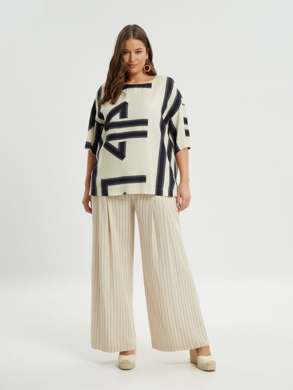 STRIPE TUNIC - Beige/black
