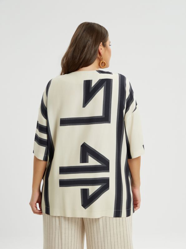 STRIPE TUNIC - Beige/black