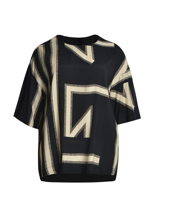 MAT STRIPE TUNIC - Black/beige