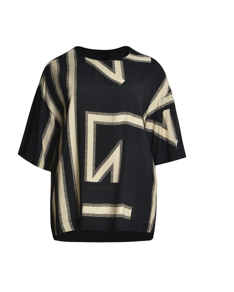 MAT STRIPE TUNIC - Black/beige