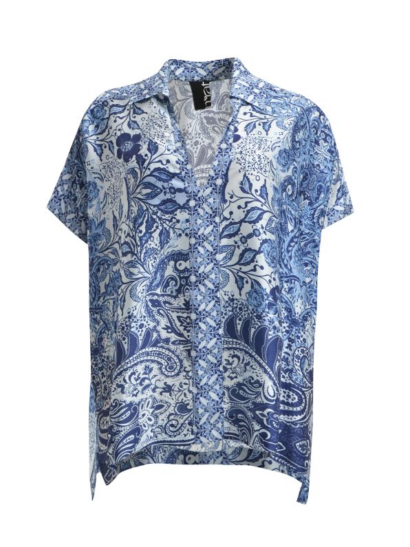 SATIN BLUE PRINT TOP - Blue Print