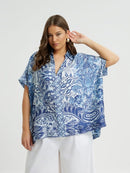 SATIN BLUE PRINT TOP - Blue Print