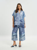 SATIN BLUE PRINT TOP - Blue Print