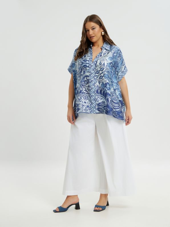 SATIN BLUE PRINT TOP - Blue Print