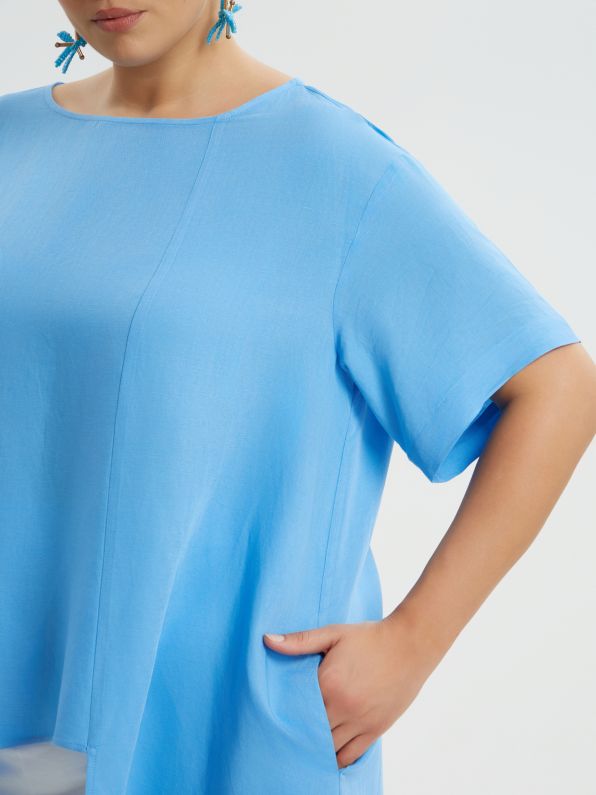 BLUE LONG BACK TUNIC - Blue
