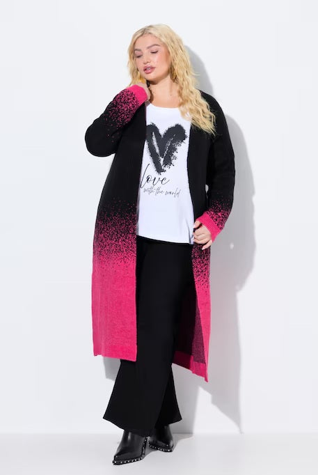 GRADIENT CARDIGAN - Pink/black
