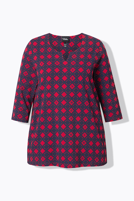 DIAMOND PRINT TOP - Red/navy