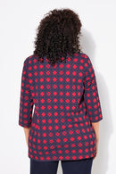 DIAMOND PRINT TOP - Red/navy