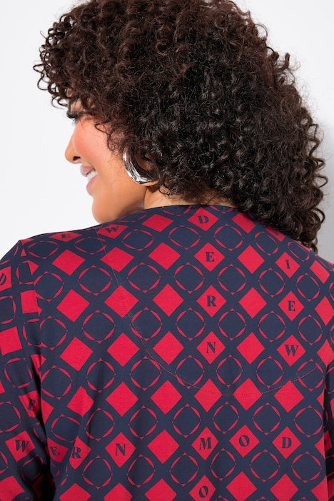 DIAMOND PRINT TOP - Red/navy