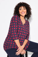 DIAMOND PRINT TOP - Red/navy