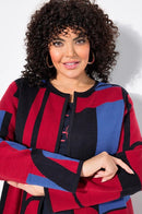 LETTER PRINT CARDIGAN - Red/navy