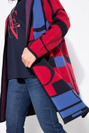 LETTER PRINT CARDIGAN - Red/navy