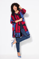 LETTER PRINT CARDIGAN - Red/navy