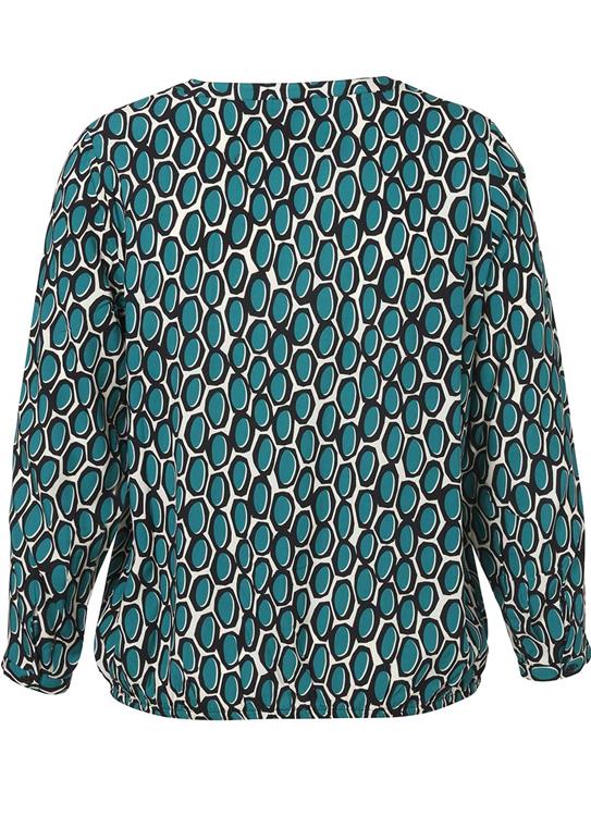 V NECK PRINT TOP - Indigo Wash