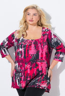 PINK PRINT TEE - Grey/pink