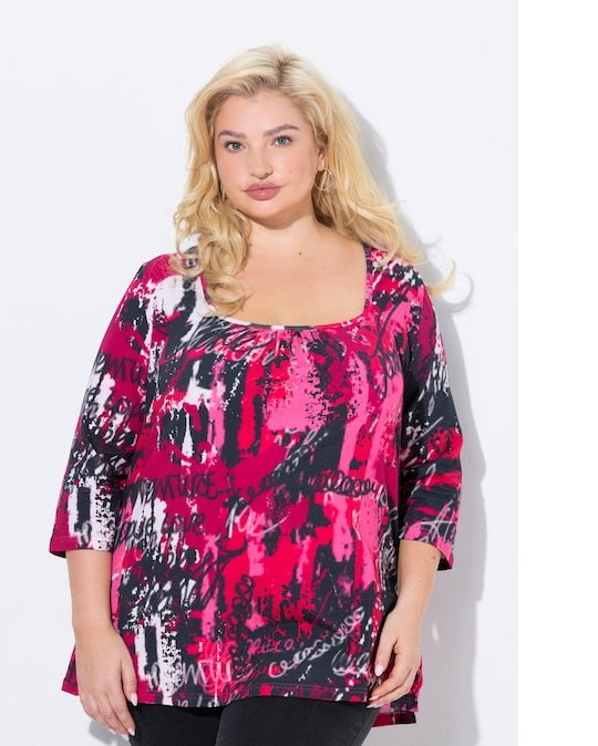 PINK PRINT TEE - Grey/pink