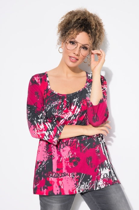 PINK PRINT TEE - Grey/pink