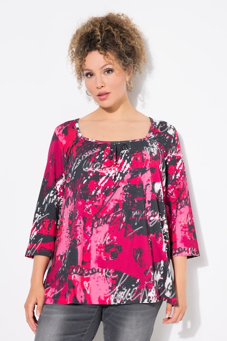 PINK PRINT TEE - Grey/pink