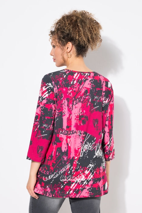 PINK PRINT TEE - Grey/pink