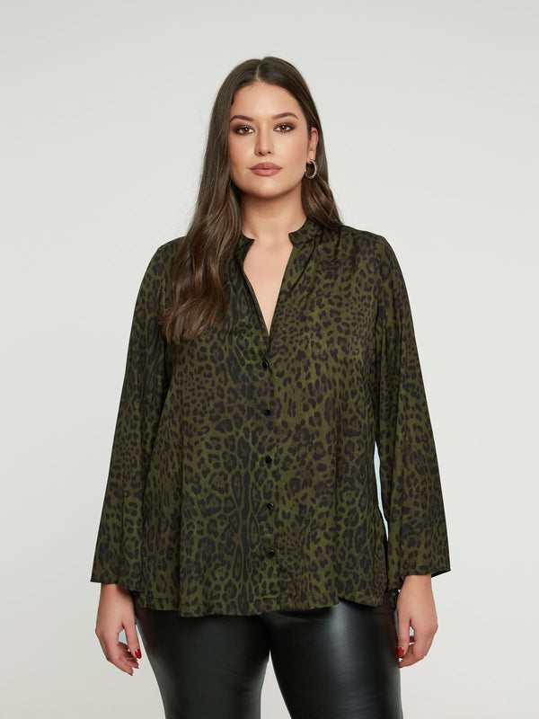PRINT SHIRT - Green Leopard