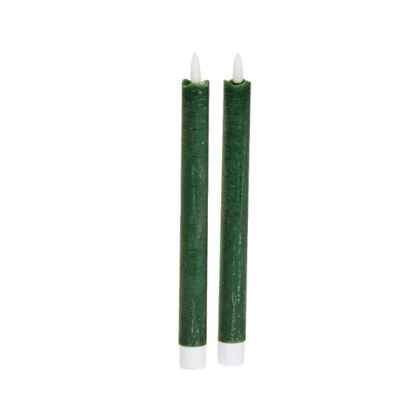 Faux Flame Taper Candle 2 Pack - Green