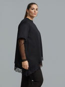 Lace Sleeve Cotton Blouse - Black