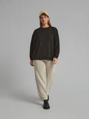 Sweatshirt with Hem Slits - Black