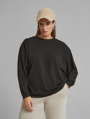 Sweatshirt with Hem Slits - Black