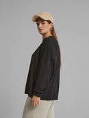 Sweatshirt with Hem Slits - Black