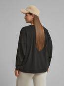 Sweatshirt with Hem Slits - Black