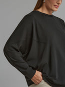 Sweatshirt with Hem Slits - Black